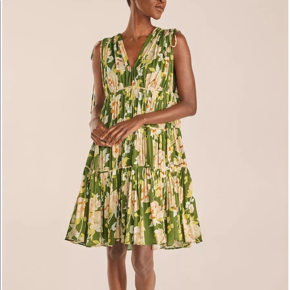 Rebecca Taylor Floral Print Tiered Mesh Dress. Small.